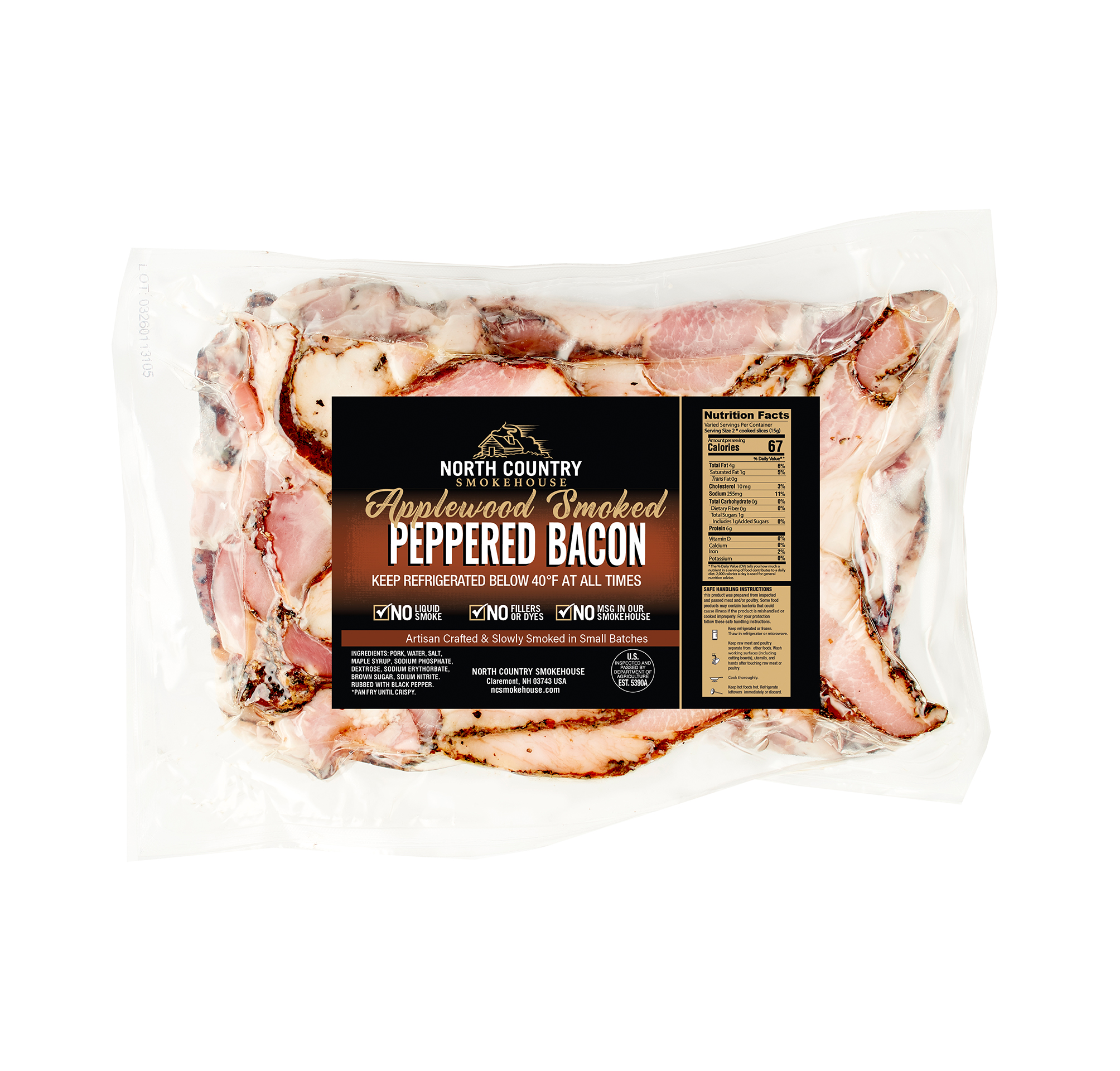 20184 pepper bacon ends 5lb square copy Peppered Bacon ends bulk package